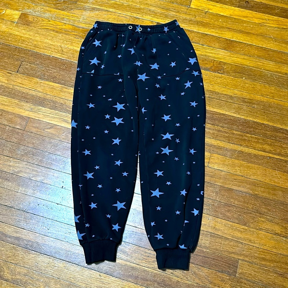 Jak & Rae Women’s Black Joggers, Star Print, Medium